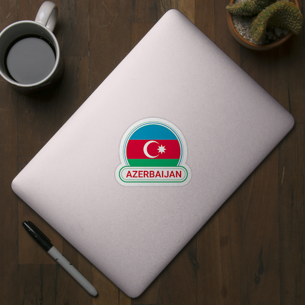 Azerbaijan Country Badge - Azerbaijan Flag by Yesteeyear